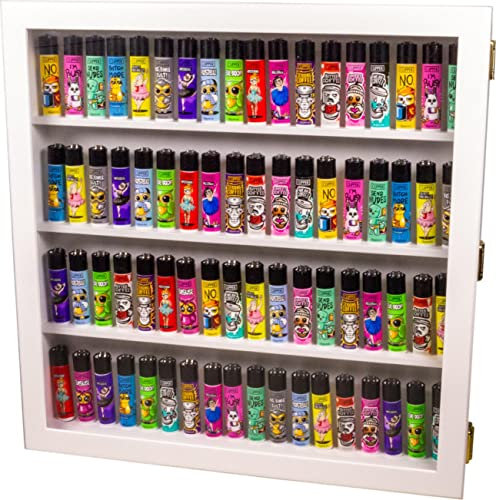 Mein Landhaus Sammlervitrine für Clipper Feuerzeuge Holz weiß für 72 Feuerzeuge Sammelvitrine Vitrine