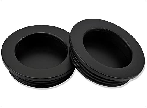 Mprofi MT® 2 Piezas | Tiradores Empotrados Negros Ø40,5mm | Manijas para Armarios, Cajones y Puertas Correderas | Tiradores de Metal
