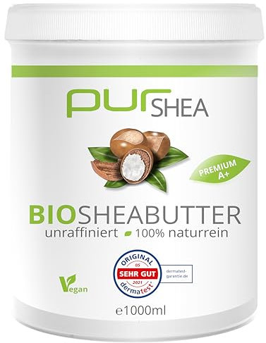 purSHEA-Bio Sheabutter 1000ml-Unraffiniert - 100% Naturbelassen Ohne Zusätze Vegan Parfümfrei- Reine Bio-Sheabutter aus Ghana -Shea Butter- Premium Qualität (A+) (unraffiniert)