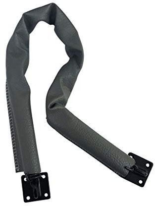 QCAA Extra Heavy Storm Door Chain Check, for Heavy Commercial Door, 20-1/2 Length Overall, Solid Brass Bracket Matte Black, 304 Stainless Steel Hook, Grey Textured Vinyl Cover, 1 Pack