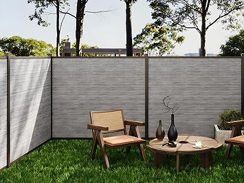 Vente-unique - Valla para clavar en el suelo Alt.156 cm - kit 6 láminas composite + 1 poste gris claro - ENOLA