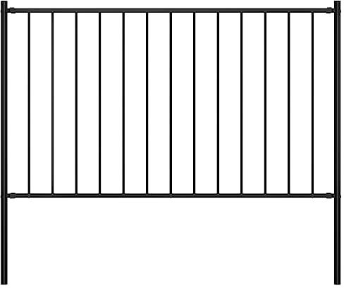 Homgoday Pannello Recinzione con Pali Acciaio Verniciato 1,7x0,75m Nero, Cancello Giardino Esterno, Cancello per Recinzione da Esterno, Recinzione da Cantiere