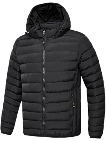 TONY BACKER Giubbotto Invernale Uomo Antivento con Cappuccio Rimovibile Regolabile e Tasche Interne ed Esterne Caldo Morbido Resistente L1202 (IT, Testo, XXL, Regular, Regular, Nero)