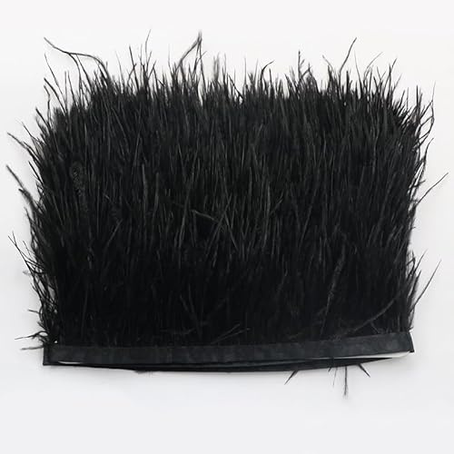 1 m strutsfjäder bård, 8–10 cm fluffig strutsfjäder för pyssel fjäder fransar band gör-det-själv bukettsfjäder satinband fransar för strutsfjäder hantverk kostymer dekoration-svart