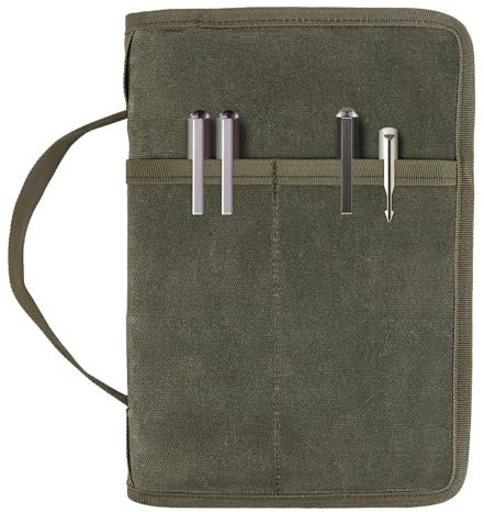 Klassische Gewachste Leinwand Reißverschluss Notizbuch Cover,Tasche für Tagebuch, Tagebuchhülle für Feldnotizen,Wasserfeste Abdeckung für Moleskine Cahier 5x8 Notizblöcke,A5 LEUCHTTURM (Armee Grün)