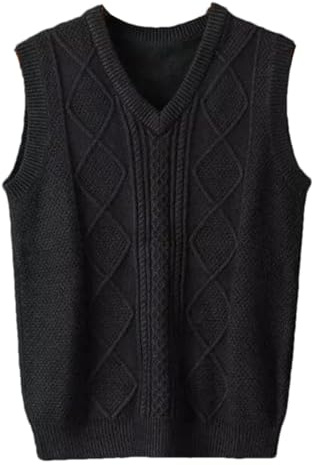 Ffnkrnfi Gilet Sans Manches En Laine Cachemire Doux Pour Homme - Pull De Travail Gilet Tricoté De Couleur Unie Pour Homme
