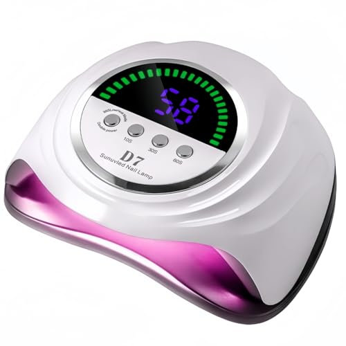 UV-Nagellampe 280W, LED-Nageltrockner für Gel-Nägel mit 66 Stk. Lampenperlen Inklusive 4 Timer und automatischem Sensor Ideal für den Heimsalon Schnelle Trocknung für perfekte Nägel