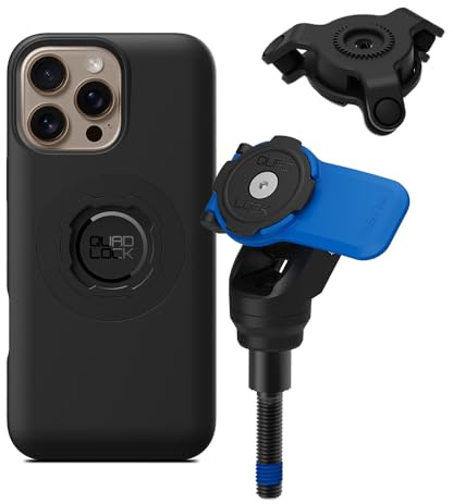 Quad Lock Handlebar Clamp Motorcycle Phone Mount with Vibration Dampener and MAG Phone Case for iPhone 16 Pro Max