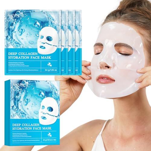 Collagen Face Mask, Bio Collagen Deep Hydration Mask, Deep Collagen Overnight Masks, Anti Wrinkle Face Masks Skincare, Moisturize, Hydrate, Firming, Brighten Skin, Enhance Skin Vitality