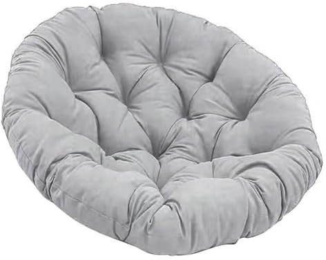 Weatherproof Rattan & Steel Bowl Chair - Rotary Outdoor Garden Armchair with Cushion Fluffy Design Perfect for Patio Furniture Gray 80x80cm