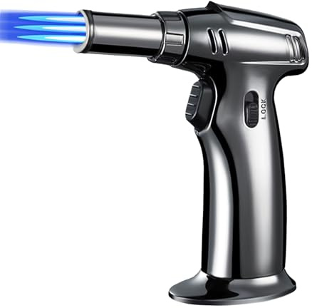3-Flame Butane Blow Torch for Cooking | 1300°C High Temperature Kitchen Blow Torch with Safety Lock & Burn-Free Design | Ideal for Cooking, BBQ, Baking, Brulee, Creme, DIY Soldering
