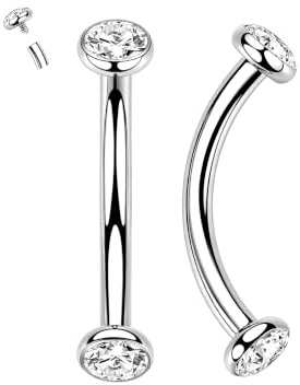 AVYRING 16 g titan kristall böjda barbeller piercing mage tragus helix örhänge daith ögonbryn rock smycken, vertikala labret läppstänger för kvinnor män 6 mm 8 mm 10 mm 12 mm, Titan