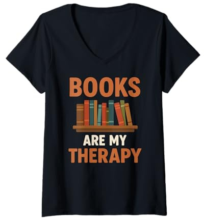 Femme Les Livres sont de la thérapie T-Shirt avec Col en V