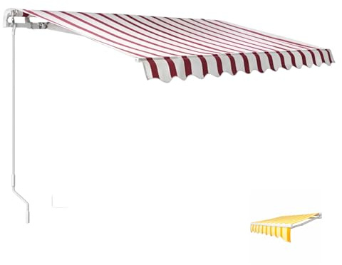 Paluplus Tenda da Sole a Avvolgibile a Barra Quadra, Misura 300x200 cm, Braccia estensibili e inclinazione 35 Gradi, Telo Resistente 280 g/m², per Balcone e Terrazzo -1800F -18,5 (Bordeaux e Crema)