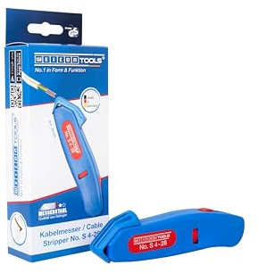 WEICON TOOLS Pelador de Cable No. S 4-28, pelacables para cables de 4-28 mm, con cuchilla de gancho retráctil, made in Germany