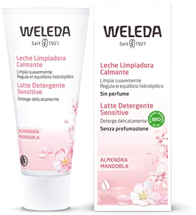 Weleda Latte Detergente Sensitive Mandorla, deterge la pelle in tutta dolcezza e la prepara a ricevere i trattamenti successivi, per pelli sensibili e a tendenza allergica(1x75 ml)