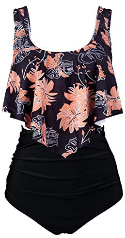 Aidotop Damen Badeanzug Rüschen Zweiteilige High Waist Bikini Retro Sätze mit hoher Taille Bademode Strandkleidung