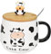 Kuh Tasse Kaffeetasse Kuh Becher 480 ml, mit Deckel, Edelstahl Löffel, Keramik Kaffeetasse, Cute Groß Tee Kaffee Becher Tassen Süße Geburtstagsgeschenk für Freund