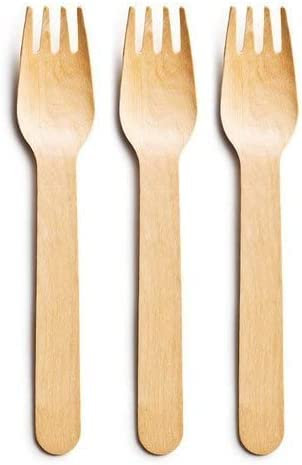 RISING MOON&STAR Premium Wooden Forks (100-Pack) - 100% Biodegradable & Plastic-Free - Eco-Friendly Alternative for Weddings, Picnics, Parties, Office Gatherings - Sustainable Disposable Tableware