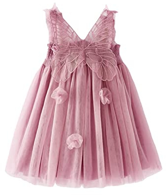 Miipat Bebis flicka tyllklänning fjäril ärmlös ungt barn prinsessa tutu blomma klänning bröllop födelsedagsfest klänning flicka 6 månad-6 år, Mörkrosa, 18-24 mois