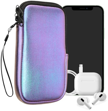 kwmobile Universal Phone Pouch Size XL - 6.7/6.8 - Neoprene Smartphone Pouch with Zip - Water-Repellent Mobile Phone Case - Sleeve in Metallic Lavender
