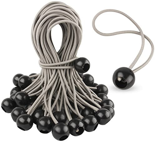 BINGCOBBER 50 pcs Tendeur Elastique,Caoutchouc Professionnel avec Boule pour Tendeur Bache,Sangle Élastique,Bâche, Camping,Tente, Les Bagages,pavillon de Jardin,Camping (Noir 230 mm)