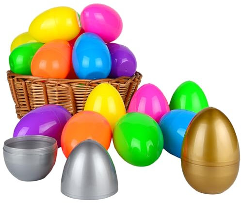 AniSqui Set di 35 Uova plastica da riempire, 8.2cm Uova in plastica in Colori Assortiti per riempire Caramelle e Giocattoli, Uova di Pasqua di plastica vuote