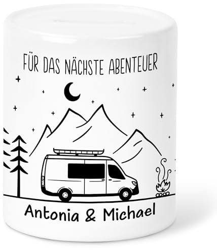 Camper Spardose Wohnmobil personalisiert Wohnwagen Geldgeschenk Reise Reisekasse Geschenk Sparbüchse Sparkasse Sparschwein aus Keramik