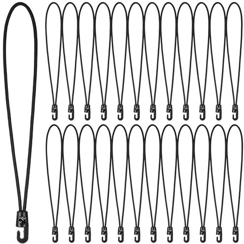 Hejo 25 Stück Spanngummi mit Haken, 25cm Expander mit Haken, Verdicker Planenspanner, Spannfix, Multifunktionaler Gummispanner für Anhängerplane, Camping, Poolabdeckung, Outdoor (Schwarz)