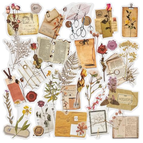 4-pack Blomklistermärke Scrapbook-dekal Dekorativt Planner-klistermärke Diverse blommiga klistermärken Journalklistermärke för Scrapbooking-kort att göra dagbok Fotoalbum Hantverk (Amber)