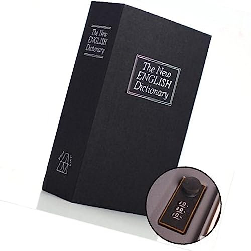 LetCart Coffre-fort en forme de livre avec serrure à combinaison pour argent et objets de valeur Noir Taille M