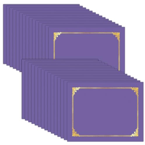 HAUTOCO 30 Packs Certificate Holders, Purple Diploma Holders, Document Award Covers Certificate Folders with Gold Foil Border for 8.5x11 Letter Size