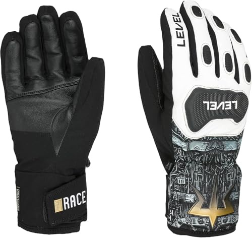 Level Replica – Guantes de esquí para Hombre con Protector y paranocches de Piel y Tela, Guantes de Invierno térmicos para Hombre Impermeables, Ropa de Nieve para Hombre, Ideal para Esquiar y en la
