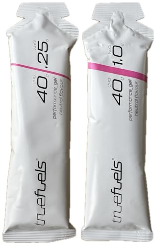 TrueFuels High Performance Sports Energy Gels With Carbohydrates & Electrolytes - Endurance Fuel For Sustained Energy - 40g Carbs with 0.25g or 1g Salt - Informed Sport (2 Pack, Neutral (Variety))