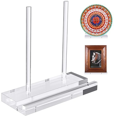 CHEPULA Heavy Acrylic Display Stand, Tabletop Art Display Clear Easel Stand for Books, Plates, Pictures, Frames