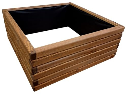 HolzGarden Huerto Urbano Elevado de Madera 75 x 30 x 75 cm Impregnado Color Teca Jardinera Exterior Grande Macetero para Verduras Hierbas Flores Huerto Urbano Rectangular para Jardín Terraza Balcón