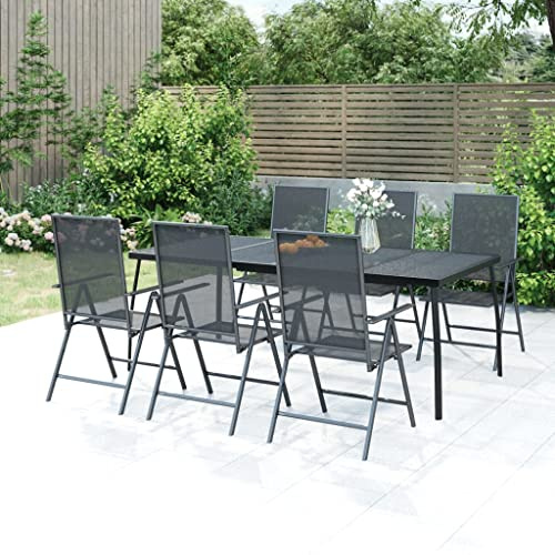 Frdhee Tavolo da birra, terrazze, tavolino da giardino, antracite, 200 x 100 x 72 cm, griglia in acciaio, robusto e facile da montare