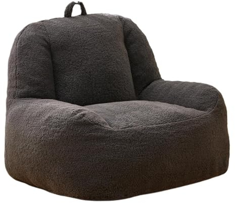 QWWQYDY Funda para Silla De Puf Funda for puf de imitación de Forro Polar bereber 【¡Sin Relleno! ¡Debes Comprar el Relleno por Separado!】(1-Seat-Dark Grey)