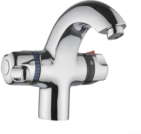 Rubinetto miscelatore termostatico in rame, rubinetto a scomparsa per lavabo con attacco G1/2, rubinetto da parete per lavello da cucina, controllo preciso, finitura cromata, design moderno