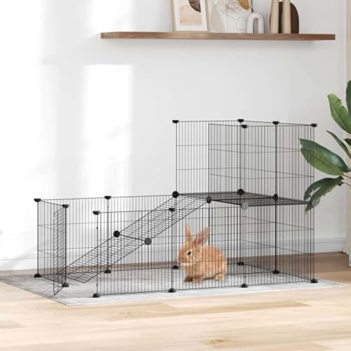 QUAHEAS Jaula para mascotas de acero con recubrimiento en polvo, paneles de 35 x 35 cm con puerta para pequeños animales, establo, conejos y cobayas, 20 piezas