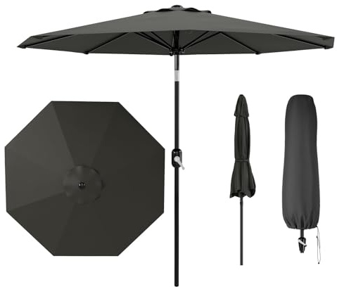 Zstar Parasol 300cm Inclinable - Anti-UV 50+ Cadre Métal 180° Manivelle pour Terrasse/Jardin