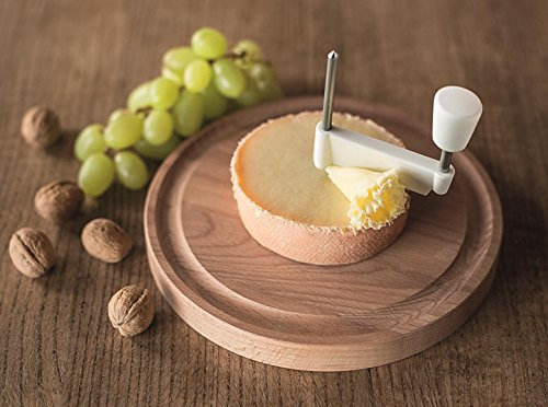 TETE DE MOINE KOMPLETT-Set FLEUROLLE Tradition Holz-KÄSEHOBEL Choc O ROLLES/Roulette - Swiss Made + HAUBE + KÄSE (Kunststoffhaube-Classic ganzer Laib)