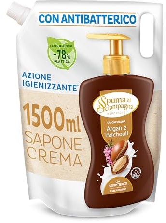 Spuma di Sciampagna Ecoricarica Sapone Liquido Argan e Patchouli 1,3 L, 1 pezzo