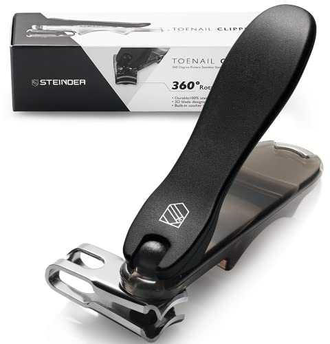 STEINDER Toenail Nail Clippers for Thick Nails, Toe Nail Clipper Scissors Set for Men Women, Large Toe Nail Files Clips - Black