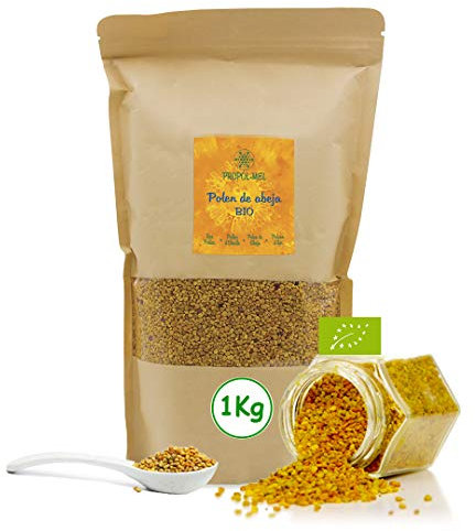 Propol-mel Polen BIO (España) 100% natural. 1 kg - Polen de abeja libre de residuos. Polen fuente de proteinas, aminoácidos, lípidos, vitaminas y minerales.