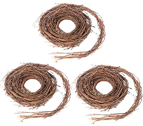 TOYANDONA 3 Rolls Grapevine Wreath Twigs Wreath Vine Branch Garland Hoop DIY Vine Rustic Wicker Wall Decor Front Door Wall Ornament