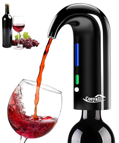 COSYALL Aeratore Elettrico per vino, Decanter per Vino Aperitivo Accessori Ossigenatore Ricaricabile del Vino, Dispositivo per Versare il Vino con Sacchetto per la Polvere (Nero)