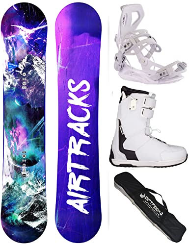 Airtracks Damen Snowboard-Set Freestyle Freeride High M Carbon Lady Rocker 140 + Snowboard Bindung Master + Snowboardboots Master W QL 37 + Sb Bag