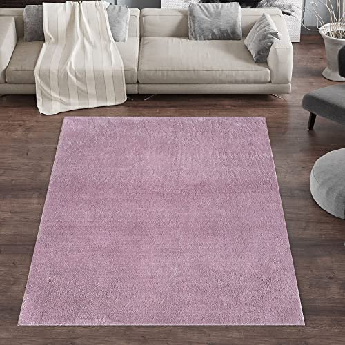 Carpetsale24 Hochflor Teppich Wohnzimmer Moderne Einfarbig Design Lila 160 x 220 cm - Flauschiger Teppich Schlafzimmer Shaggy Pflegeleicht und Extra Weich - Waschbarer Teppich Plüsch Felloptik