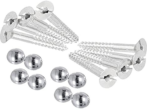 Mirror Screws 38mm with Polished Chrome Plated Dome Head Mirror Screws Fitting Set for Mirror Tables Bath Plates Wardrobes Glass Signs Pack of 8.
